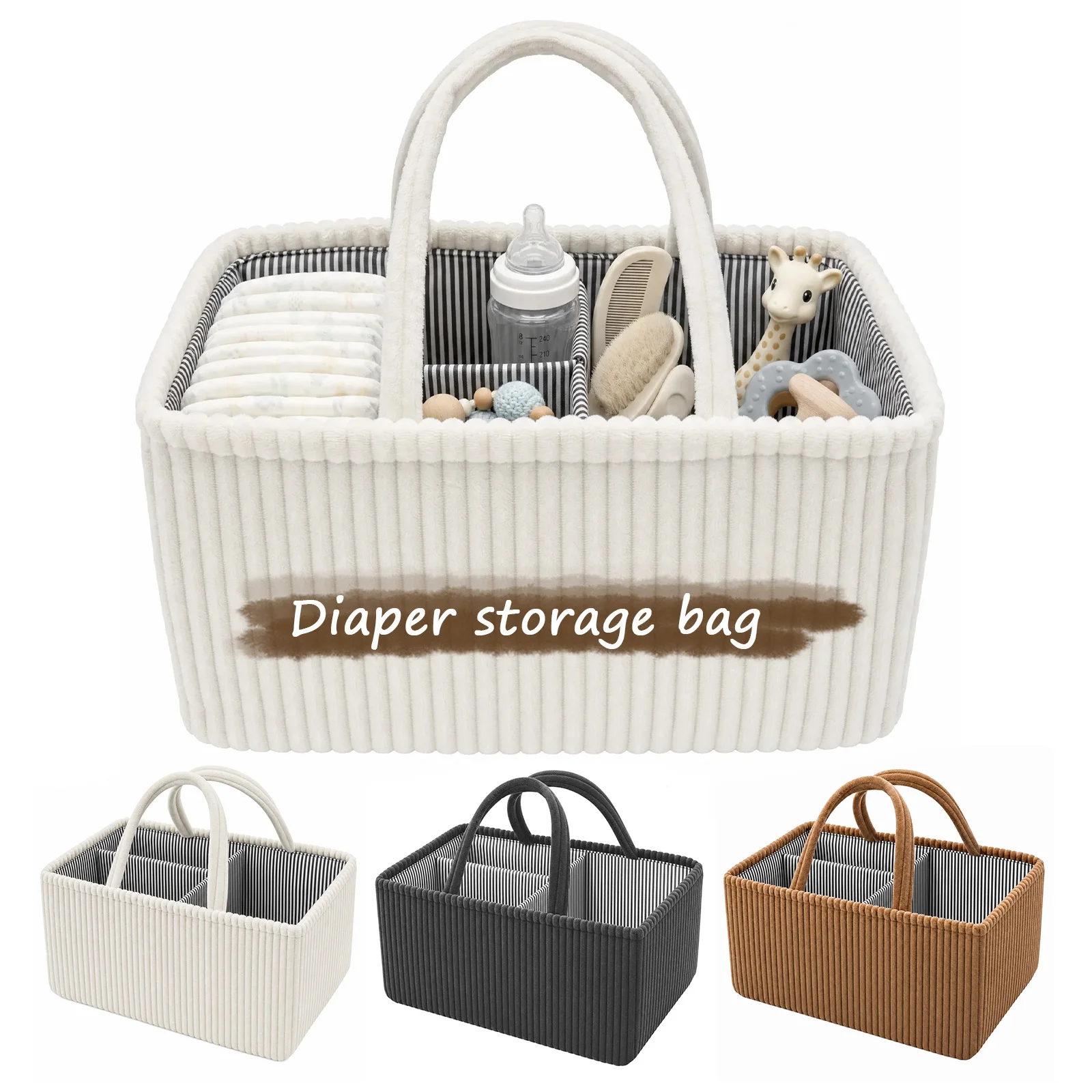Baby Products Basket - Baby-Windel-Organizer, faltbarer Windel-Aufbewahrungskorb, Wickeltasche mit Griff,