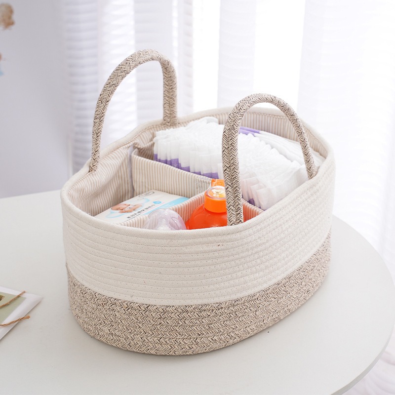 Baby Products Basket - Faltbare Windel Caddy Organisieren Baumwolle Seil